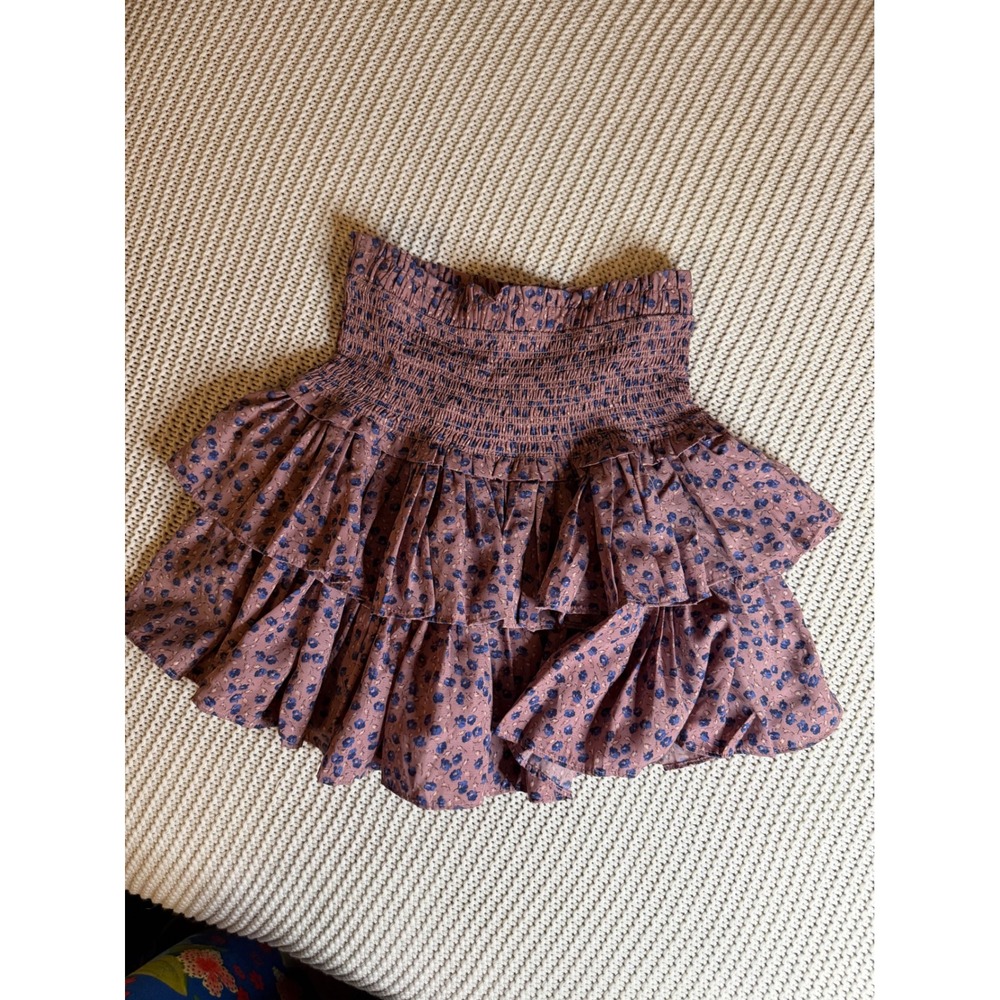 Reset by Jane Purple & Blue Floral Smocked Ruffle Mini Skirt JS209MK Small NWT
